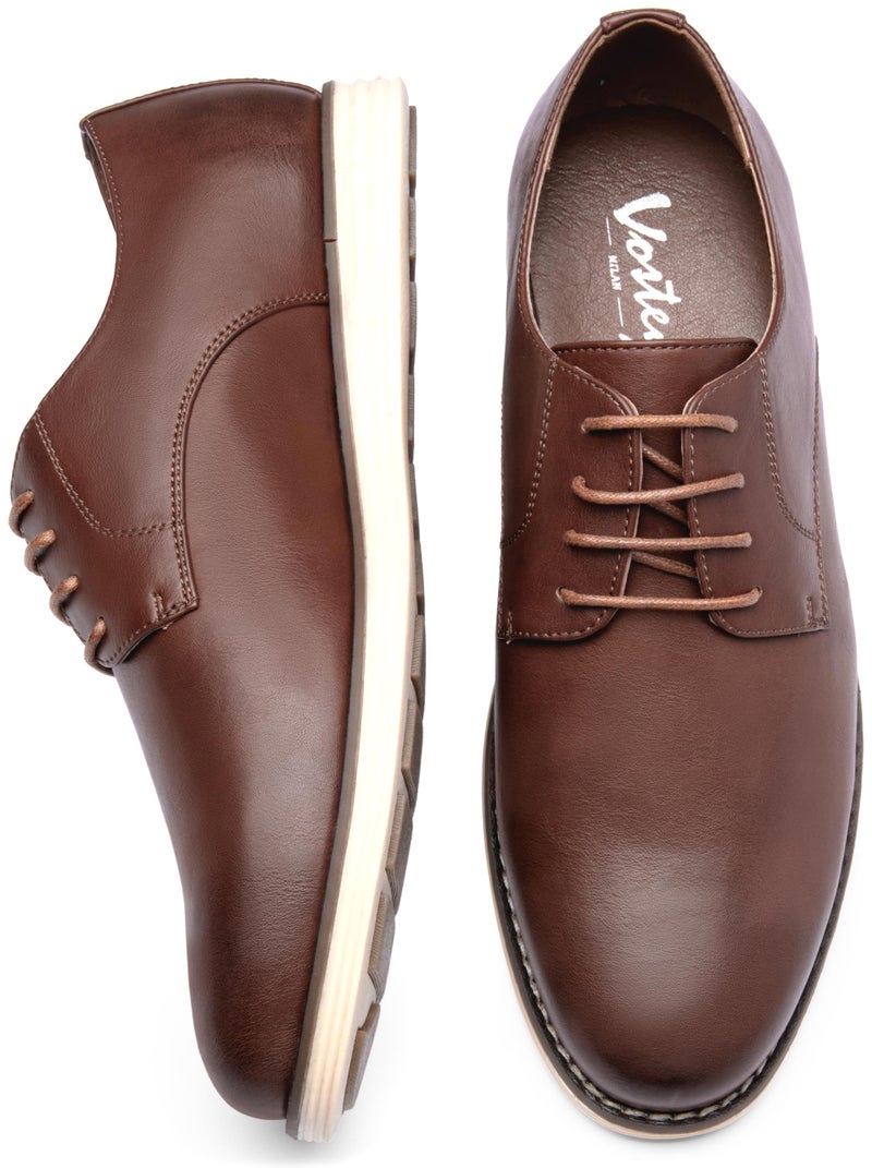 Vostey Mens Casual Dress Shoes Wingtip Plain Business Dress Shoes for Men (BMY618 Oxblood 12) - Image 5